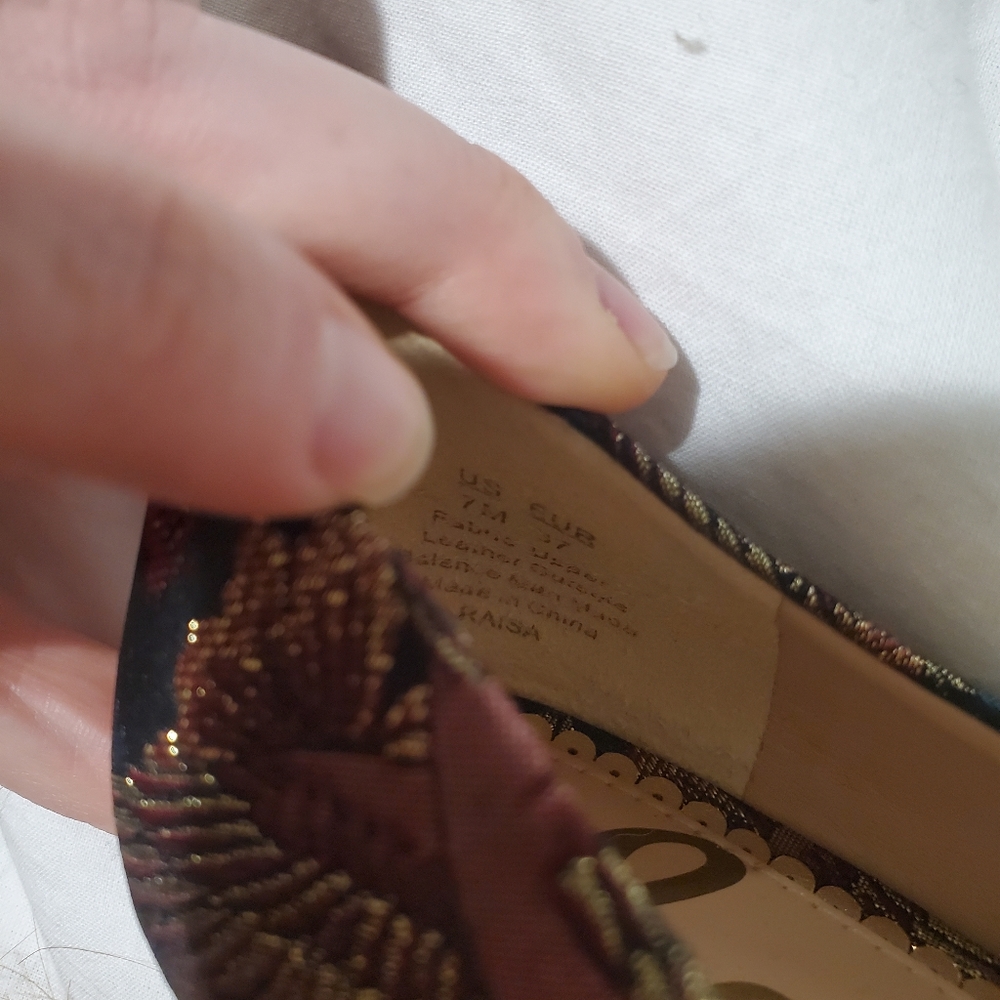 Sam Edelman Raisa Studded Black Bird Jacquard Pointed Flats - Picture 10 of 11